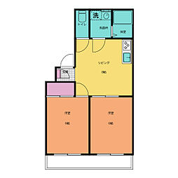 コーポ弘陽 2LDKの間取図画像