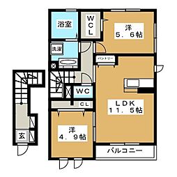 リオリープ 2LDKの間取図画像