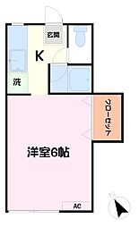 第2橘荘 1Kの間取図画像