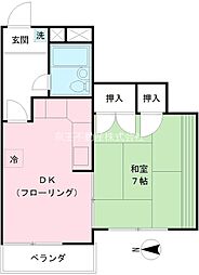 コーポ白山 2階1DKの間取り
