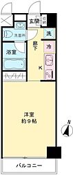 グレンパーク秋葉原イースト 9階ワンルームの間取り