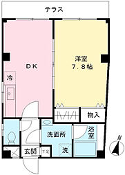フォンテーヌ本町 1DKの間取図画像