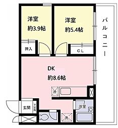 ハイム上祖師谷 2DKの間取図画像