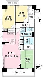 ランドコートつつじヶ丘 3LDKの間取図画像