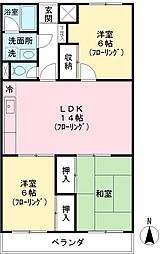 アサヒコーポ 3LDKの間取図画像