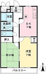 京王ラフィネ東府中 2DKの間取図画像