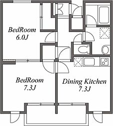 エマーレ永山 1階2DKの間取り