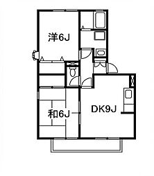 フレマリール桜ヶ丘A 2DKの間取図画像