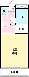 グリーンハイツ唐木田 ワンルームの間取図画像