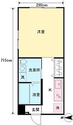 ハウス司 1階ワンルームの間取り