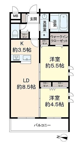 京王ラフィネ橋本テラス 301｜神奈川県相模原市緑区東橋本２丁目(賃貸マンション2LDK・3階・55.33㎡)の写真 その2