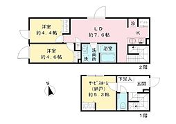 COEUR　BLANC八幡山 2階2SLDKの間取り