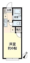 サンハイム東橋本 ワンルームの間取図画像