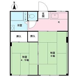 コスモハイツ和光 2Kの間取図画像
