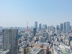 東京タワービューの開放感ある眺望が楽しめます。高層ビル群が立ち並ぶ景色と、のびやかに広がる空が日常になり、至福の時間に包まれる住まいです。都心ならではの夜景も楽しめそうですね。