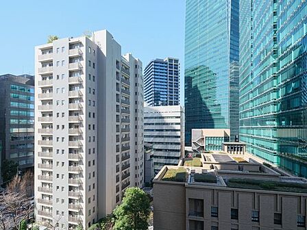 バルコニーからは洗練された都市機能の豊かさを湛えた眺望を望めます。周辺には大使館や文化施設が点在し、敷地四方の緑とともに四季を感じる住環境です。