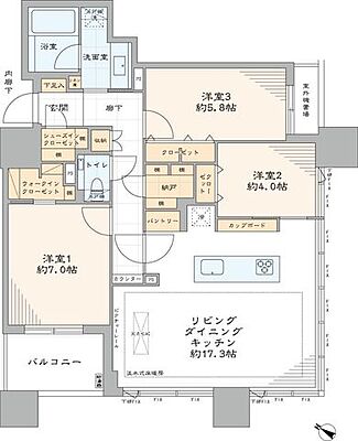 間取り グランドミレーニア 22階/2207