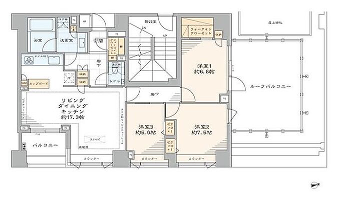 間取り グランドメゾン三軒茶屋プレイス 7階/703