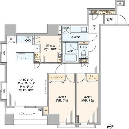 専有面積約66.95m2・3LDK・室内新規リノベーション済のお部屋です。下階に住戸がないため、足元も生活音を気にせずお過ごしいただけます。