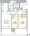 間取り：専有面積約63.21m2・2LDK+WICの間取りのお部屋です。室内新規リノベーション済みです。広々とした敷地と豊かな緑に恵まれた住まいで、周辺には買物施設や病院があり、暮らしに便利です。