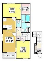 紫陽花 201 ｜ 愛知県蒲郡市豊岡町国府地川（賃貸アパート2LDK・2階・58.64㎡） その2