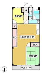 アルプスホーム 4階2LDKの間取り