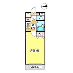 ウイングコート御幸 1Kの間取図画像