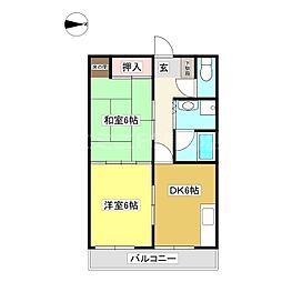 レジデンス貴吉 2DKの間取図画像