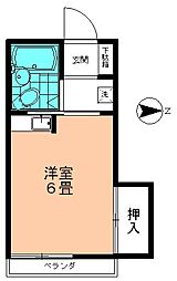 西武新宿線 鷺ノ宮駅 徒歩6分の賃貸アパート 2階ワンルームの間取り