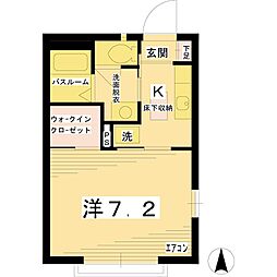 カサベルデB 1Kの間取図画像