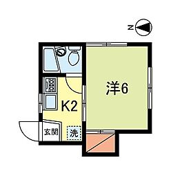 グリーンハイム 1Kの間取図画像