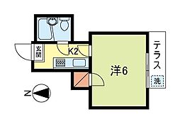 コーポ八幡第2 1階1Kの間取り