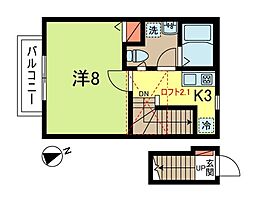 メゾン・イーリャN 1階1Kの間取り