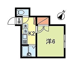 メゾンローリエ・u 2階1Kの間取り