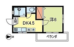 グリーンフラット 1階1DKの間取り