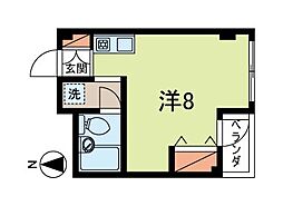 眞垣コーポ2 ワンルームの間取図画像