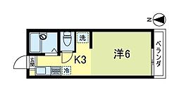 ハイツコウナン 1Kの間取図画像