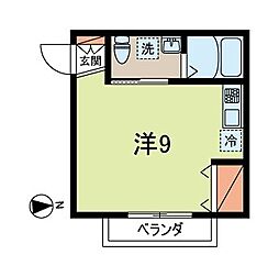 メゾンサンフラワー ワンルームの間取図画像