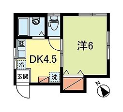 クレール浜田山 1DKの間取図画像