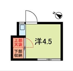 野崎荘 1階ワンルームの間取り