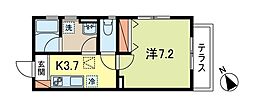ザパークメゾンK.I 1Kの間取図画像
