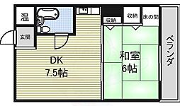 ラ・クール泉 4階1DKの間取り