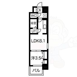 ファステート名古屋駅前アルティス 13階1Kの間取り