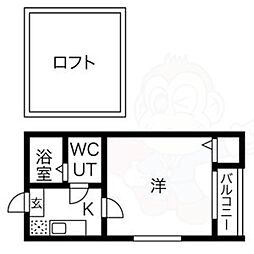 ルーエ1番館 1階1Kの間取り
