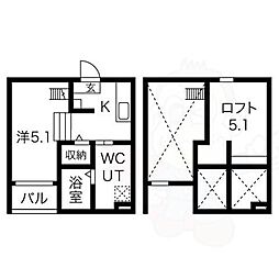 名鉄名古屋本線 山王駅 徒歩9分の賃貸アパート 1階1Kの間取り