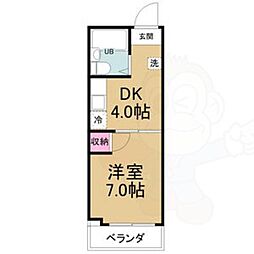 グリーンハイツ今池 1DKの間取図画像