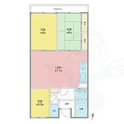 レジデンス高畑 3LDKの間取図画像