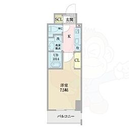 プレイズシード浅間町 2階1Kの間取り