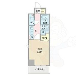 プレイズシード浅間町 6階1Kの間取り