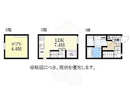 Villeneuve下小田井 1階ワンルームの間取り